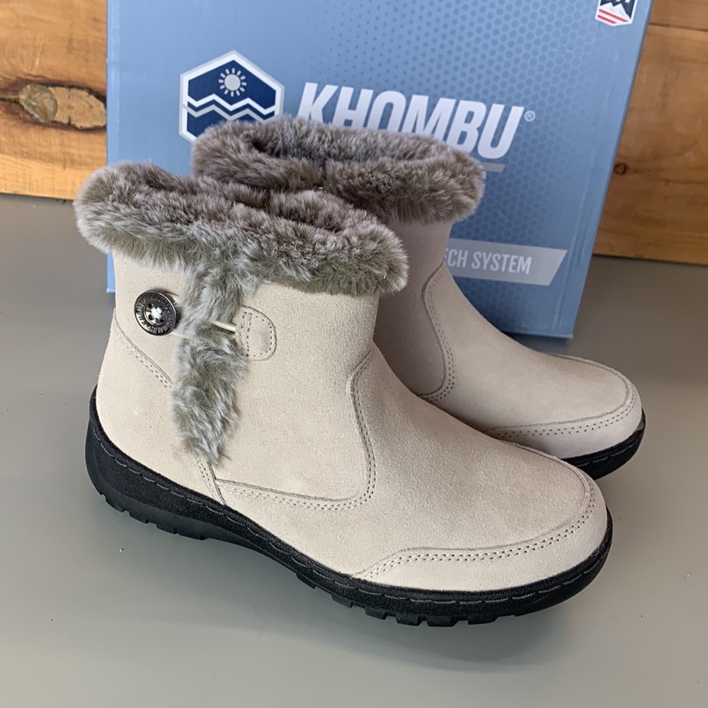 NIB Women’s Khombu Iris All Seasons Leather Zipper Boot Cream - Picture 3 of 6